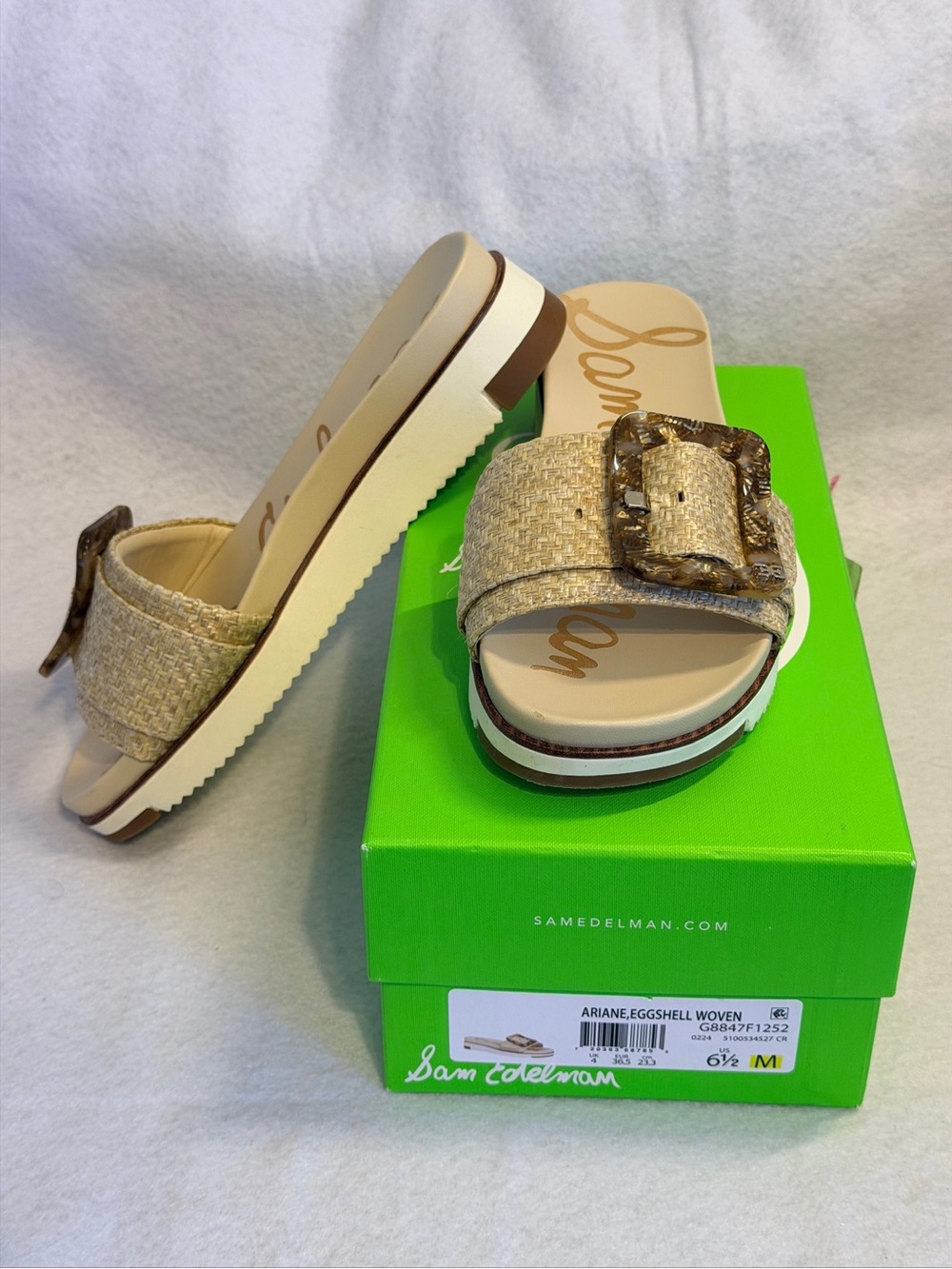 Sam Edelman Ariane Woven Slide Sandal - Eggshell/Tan - Picture 1 of 4